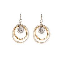 Two Tone Disc Center Circles Earrings By Rain Jewelry