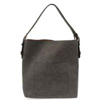 Charcoal Hobo With Black Handle Handbag