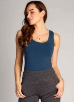 Midnight Teal Bamboo Long Scoop Neck Tank