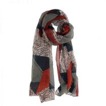 Red Abstract Tiger Print Scarf