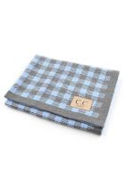 Grey Blue Check Stroller Blanket