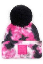 Youth Black/Pink Tie Dye Pom Hat