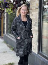 Lisa Black Squares Knit Coat