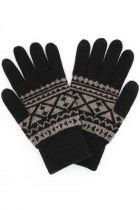 Black Knit Aztec Pattern Gloves