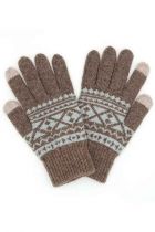 Taupe Knit Aztec Pattern Gloves