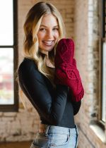 Burgundy Cable Mittens
