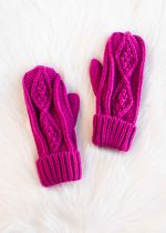 Magenta Cable Mittens