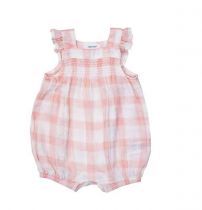 Painted Gingham Smocked Overall Shortie