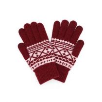 Burgundy Aztec Pattern Gloves