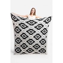 White & Black Luxury Aztec Print Throw Blanket