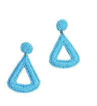 Turquoise Beaded Round Triangle Earrings