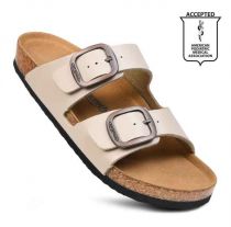 Arete Cream Dual Strap Slide Sandals