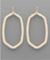 White & Gold Raffia Deco Earrings