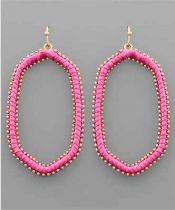 Hot Pink & Gold Raffia Deco Earrings