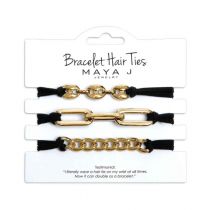 Black W/ Gold Link Bracelet Hair Tie Set