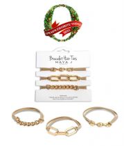 Khaki W/ Gold Link Bracelet Hait Tie Set
