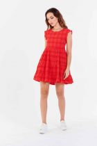 Sadie Apple Red Tiered Dress