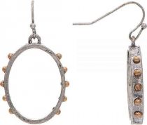 Two Tone Sliver Hoop With Gold Dots Earrings