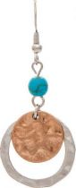 Two Tone Drop Earring With Turquoise Bead