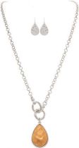Two Tone Chain-Link Teardrop Necklace