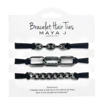 Black Gunmetal Hair Tie Bracelet Set