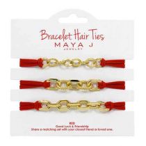 Red & Gold Hair Tie Bracelet Set