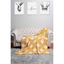 Yellow Luxe Happy Face Throw Blanket