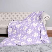 Lavender Luxe Happy Face Throw Blanket