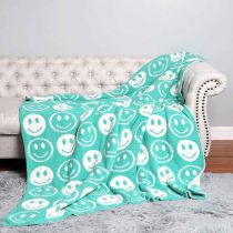 Mint Luxe Happy Face Throw Blanket