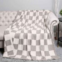 Grey Checkerboard Luxe Throw Blanket