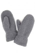 Charcoal Teddy Boucle Mittens