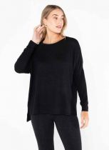 Black Cozy Relaxed Fit Top