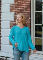 Macey Seam Front V-Neck Sweater