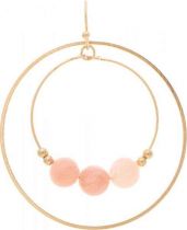 Gold & Pink Quartz Ring Shape Earrings