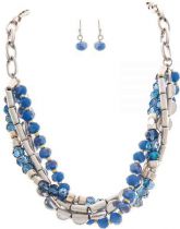 Blue 4 Link Beaded Necklace Set