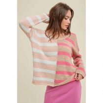 Ballet Pink & Taupe Stripe Sweater