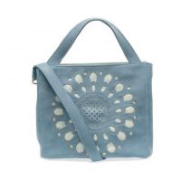 Tranquil Blue Floral Laser Cutout Crossbody Tote