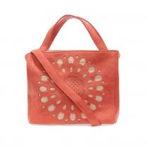 Living Coral Floral Laser Cutout Crossbody Tote