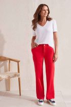 Poppy Red Fly Front Pant