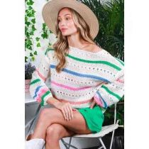 Chasing Rainbows Crochet Stripe Sweater