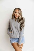 Grey Quilted Knit Bomber