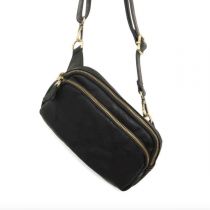 Black Kylie Double Zip Sling/Belt Bag