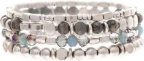 Silver Multi Stone Beaded Bracelet Set