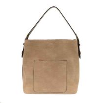 Taupe Faux Linen Hobo With Coffee Handle