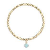 Classic Gold 3mm Bead Bracelet Turquoise Signature Cross