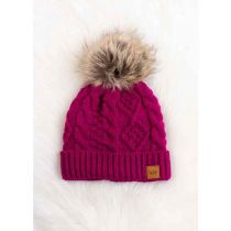 Magenta Cable Pom Hat
