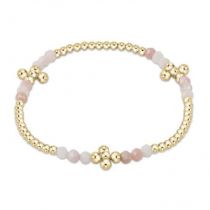 Pink Opal Signature Cross Gold Bliss 2.5mm Bead Bracelet