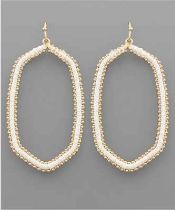 White & Gold Raffia Deco Earrings