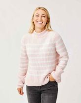 Cayden Light Pink Stripe Crew Sweater