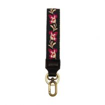 Ruby Abstract Orchid Embroidered Wristlet Keychain